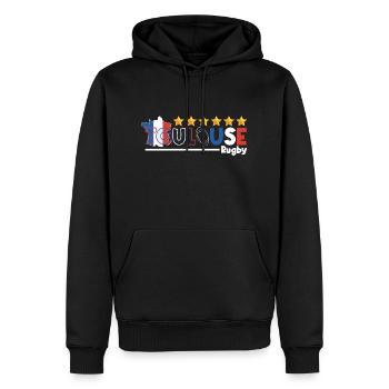 Toulouse Rugby 6 Etoiles Sport Fierté - Sweat à capuche Premium bio Homme - noir - Devant - Nico (187cm)