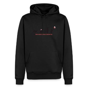 Miaou de Noël - Chaton mignon au chapeau de Père Noël - Sweat à capuche Premium bio Homme - noir - Devant - Nico (187cm)