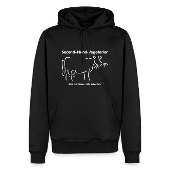 Second Hand Vegetarier Kuh isst Gras ich esse Kuh - Männer Premium Bio Hoodie - Schwarz - Vorne - Nico (187cm)