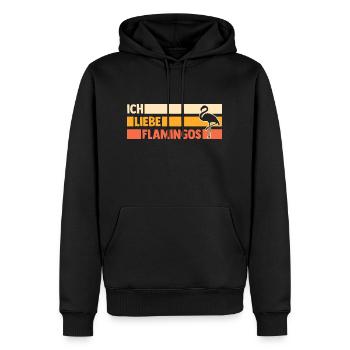 Ich liebe Flamingos - Männer Premium Bio Hoodie - Schwarz - Vorne - Nico (187cm)