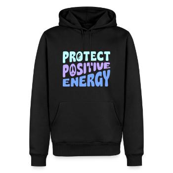 Protect Positive Energy - Men’s Premium Organic Hoodie - black - Front - Nico (187cm)