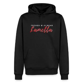 Weihnachtspullover - Früher war mehr Lametta - Männer Premium Bio Hoodie - Schwarz - Vorne - Nico (187cm)