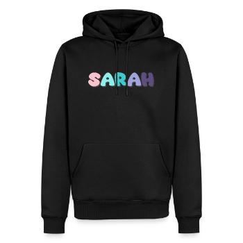 Name - Sarah - Männer Premium Bio Hoodie - Schwarz - Vorne - Nico (187cm)