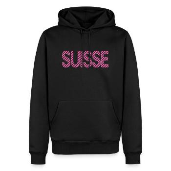 SCHWEIZ. LAND. GENF. HUMOR. FLAGGE. GENF - Männer Premium Bio Hoodie - Schwarz - Vorne - Nico (187cm)