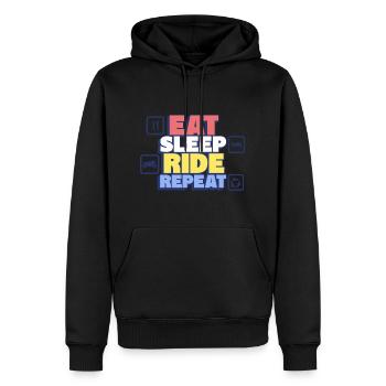 Mangez, dormez, roulez – faire de la Moto - Sweat à capuche Premium bio Homme - noir - Devant - Nico (187cm)