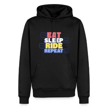 Eating, sleeping, cycling, repeating - Men’s Premium Organic Hoodie - black - Front - Nico (187cm)