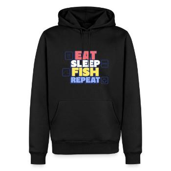 Manger, dormir, pêcher, répéter – Angler - Sweat à capuche Premium bio Homme - noir - Devant - Nico (187cm)