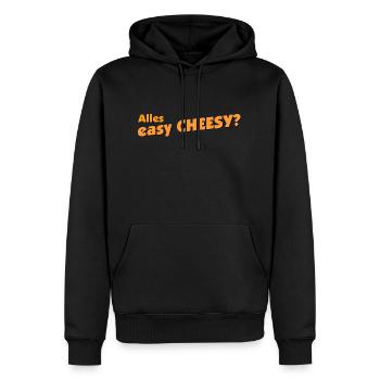easy cheesy - alles Okay - Männer Premium Bio Hoodie - Schwarz - Vorne - Nico (187cm)