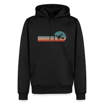 Flugzeug Retro Pilot Vintage - Männer Premium Bio Hoodie - Schwarz - Vorne - Nico (187cm)