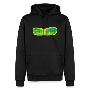 80s Style Neon Eyes Yellow & Green - Men’s Premium Organic Hoodie - black - Front - Nico (187cm)