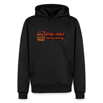 Steel Wolf 24 Werbung - Männer Premium Bio Hoodie - Schwarz - Vorne - Nico (187cm)