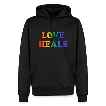 Liebe heilt LGBTQ Rainbow Pride Zubehör - Männer Premium Bio Hoodie - Schwarz - Vorne - Nico (187cm)