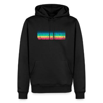 Design de rayures grunge aux couleurs vintage - Sweat à capuche Premium bio Homme - noir - Devant - Nico (187cm)