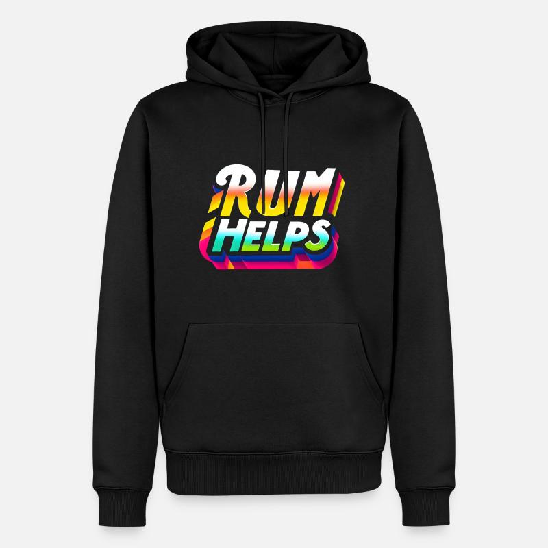 Rum Helps 9 - Männer Premium Bio Hoodie - Schwarz