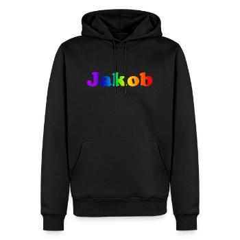 Jacob - Sweat à capuche Premium bio Homme - noir - Devant - Nico (187cm)