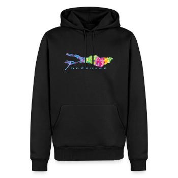 Bodensee colored blue font - Männer Premium Bio Hoodie - Schwarz - Vorne - Nico (187cm)