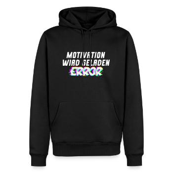 Motivation wird geladen - Männer Premium Bio Hoodie - Schwarz - Vorne - Nico (187cm)