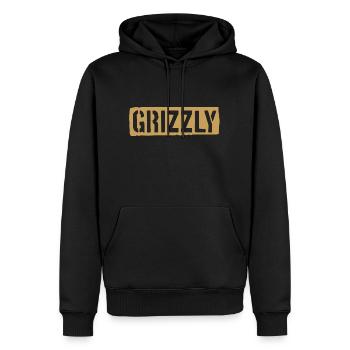 Grizzly Bear Slogan - Sweat à capuche Premium bio Homme - noir - Devant - Nico (187cm)