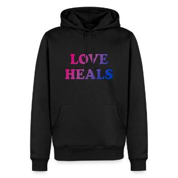 Liebe heilt zweifarbige Farben - Männer Premium Bio Hoodie - Schwarz - Vorne - Nico (187cm)