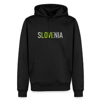 I love Slovenia Slowenien Slovenija Herz Heart - Männer Premium Bio Hoodie - Schwarz - Vorne - Nico (187cm)