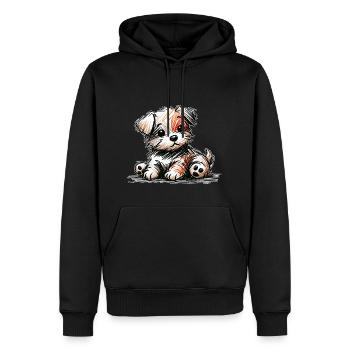 Hündchen - Männer Premium Bio Hoodie - Schwarz - Vorne - Nico (187cm)