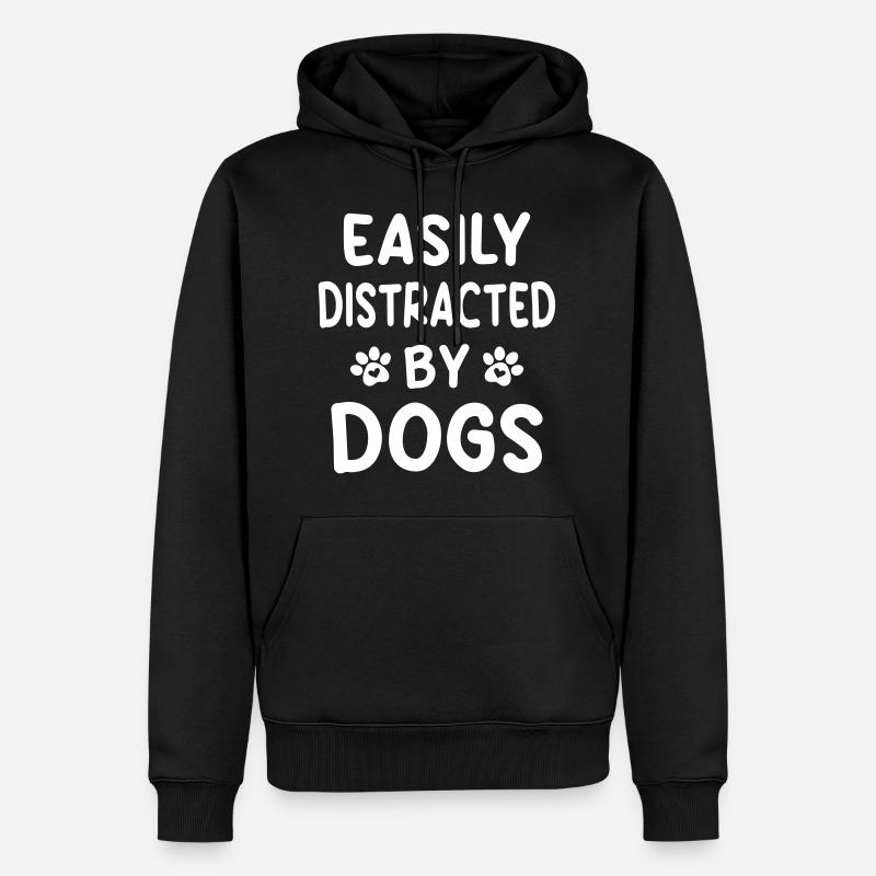 Facilement distrait par les chiens - Sweat à capuche Premium bio Homme - noir