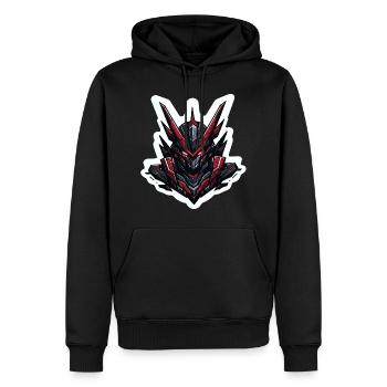 Robot de combat Cyber Mech Guerrier emblème Sci-Fi Robot - Sweat à capuche Premium bio Homme - noir - Devant - Nico (187cm)