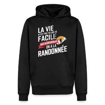 Life is not always easy, hiking - Men’s Premium Organic Hoodie - black - Front - Nico (187cm)