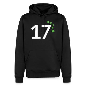 17 - Männer Premium Bio Hoodie - Schwarz - Vorne - Nico (187cm)