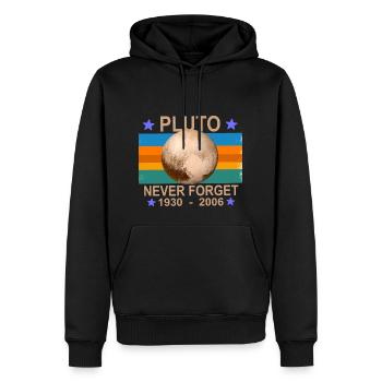 VINTAGE Never Forget PLUTO - Retro Astronomy Space - Men’s Premium Organic Hoodie - black - Front - Nico (187cm)