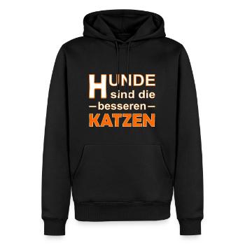 Hunde sind die besseren Katzen / Hundeliebhaber - Männer Premium Bio Hoodie - Schwarz - Vorne - Nico (187cm)