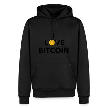 Bitcoin-Blockchain - Männer Premium Bio Hoodie - Schwarz - Vorne - Nico (187cm)
