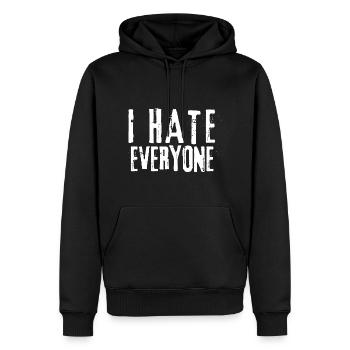 Ich hasse jeden - Männer Premium Bio Hoodie - Schwarz - Vorne - Nico (187cm)