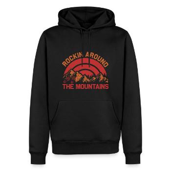 Rockin around the Mountains - Men’s Premium Organic Hoodie - black - Front - Nico (187cm)