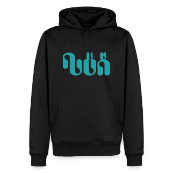 LÜX Design Logo - Männer Premium Bio Hoodie - Schwarz - Vorne - Nico (187cm)