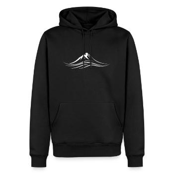 Kombination aus Berggipfel und Wellen - Männer Premium Bio Hoodie - Schwarz - Vorne - Nico (187cm)