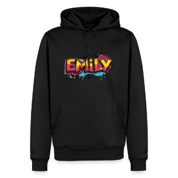 Emily Graffiti Cool Nom Prénom - Sweat à capuche Premium bio Homme - noir - Devant - Nico (187cm)