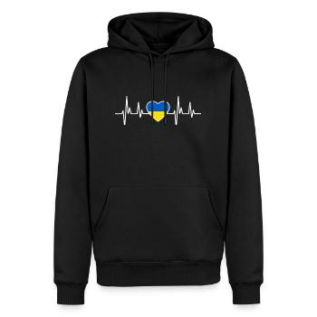Ukraine heartbeat Ukrainian flag - Männer Premium Bio Hoodie - Schwarz - Vorne - Nico (187cm)