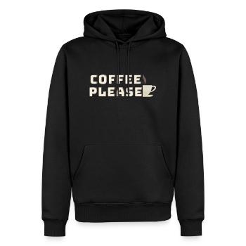 COFFEE PLEASE - Männer Premium Bio Hoodie - Schwarz - Vorne - Nico (187cm)