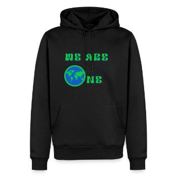 We are One (Positive Designs) - Men’s Premium Organic Hoodie - black - Front - Nico (187cm)