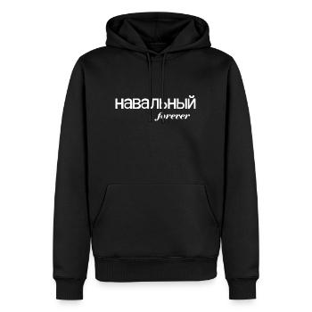 Navalny forever weiße Schrift - Männer Premium Bio Hoodie - Schwarz - Vorne - Nico (187cm)
