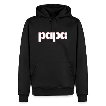 PAPA - Männer Premium Bio Hoodie - Schwarz - Vorne - Nico (187cm)
