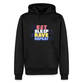 Mangez, dormez, rave Répétez la vie de fête - Sweat à capuche Premium bio Homme - noir - Devant - Nico (187cm)