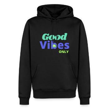 Bonnes vibrations seulement - joie de vivre et optimisme - Sweat à capuche Premium bio Homme - noir - Devant - Nico (187cm)