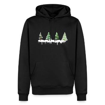 Arbres de Noël enneigés - Sweat à capuche Premium bio Homme - noir - Devant - Nico (187cm)