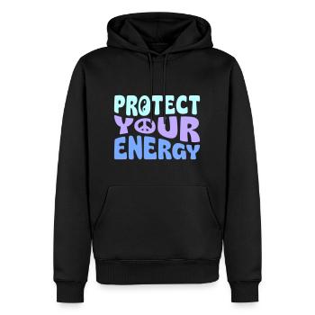 Protect Your Energy - Männer Premium Bio Hoodie - Schwarz - Vorne - Nico (187cm)
