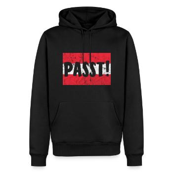 PASST Österreich - Männer Premium Bio Hoodie - Schwarz - Vorne - Nico (187cm)
