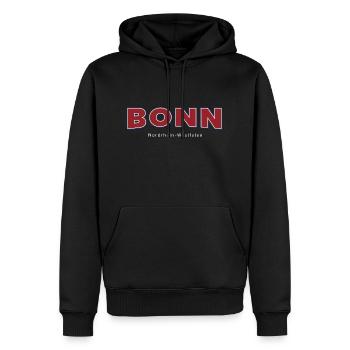 Bonn - Männer Premium Bio Hoodie - Schwarz - Vorne - Nico (187cm)
