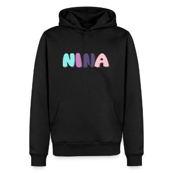 Name - Nina - Männer Premium Bio Hoodie - Schwarz - Vorne - Nico (187cm)