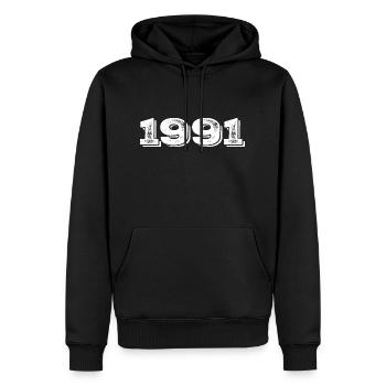 Geburtstagsgeschenk 1991 - 1991 - Männer Premium Bio Hoodie - Schwarz - Vorne - Nico (187cm)